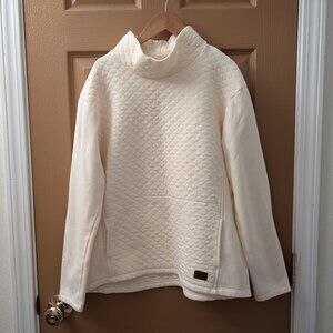 Cream LL Bean Quilted Sweatshirt Pullover (Medium)